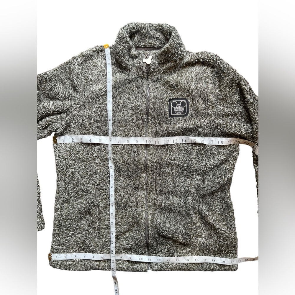 Disney Parks Jacket Womens Small Plush Fleece Sherpa Gray Black Full Zip - Picture 8 of 12